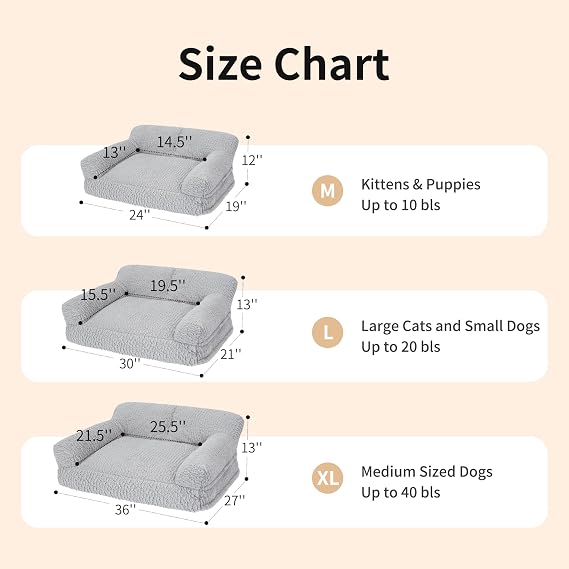KHONSU PET Cat Couch Bed - Plush Fluffy Cat Sofa for Indoor Cats, Orthopedic Kitten Lounge Chair with Removable Washable Cover, Supportive Pet Couch, 24 inch, Green