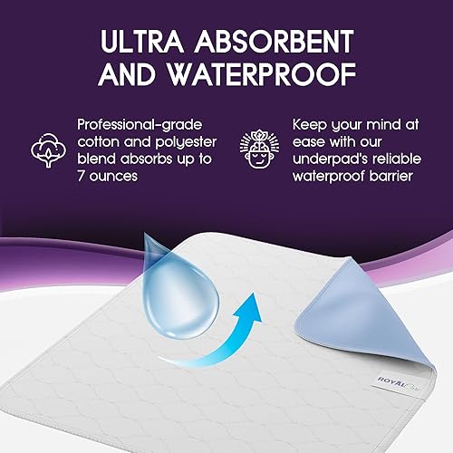 Miniatura 5 de Royal Care - Protector de cama, silla y colchón para incontinencia, muy absorbente, impermeable y reutilizable, lavables a máquina, para niños,