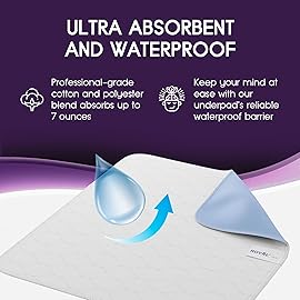 Incontinence Bed Pads - 18x24 | Cotton Blend | Washable Bed Pads for Adults, Children, Pets and Seniors Waterproof | Pack of 4, Blue, by Royal Care