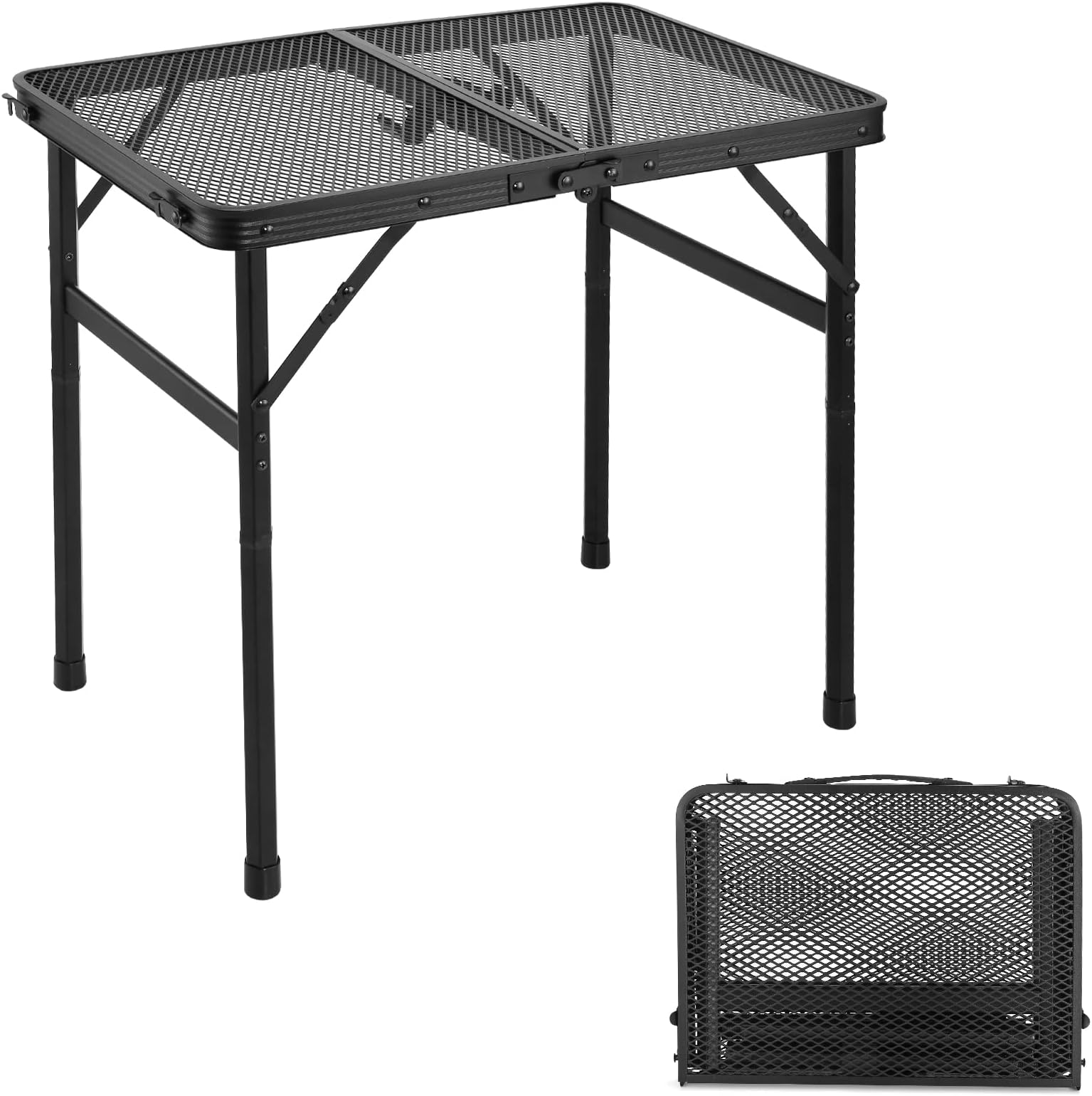 Tavolo Pieghevole Regolabile 120x60cm - Altezza 53-74cm, Portata 100kg, Bianco, Leggero E Trasportabile - Foto 3