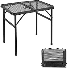 Odoland Mesa de Picnic Plegable 60x40x56 cm, Mesa de Camping Portatil con Asa de Transporte, Mesa de Viaje Pequeña Ultraligera, Mesa para Jardín Viaje Picnic Camping