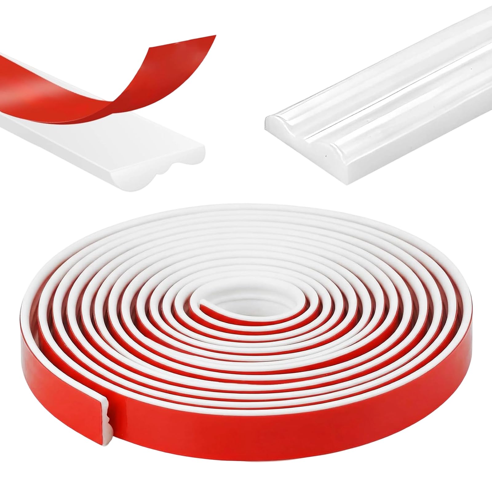 7m × 28mm Peel and Stick Wall Moulding Panels, TPE Dado Rail Self Adhesive Flexible Panelling Kits White Wall Molding Trim for Home DIY Decoration