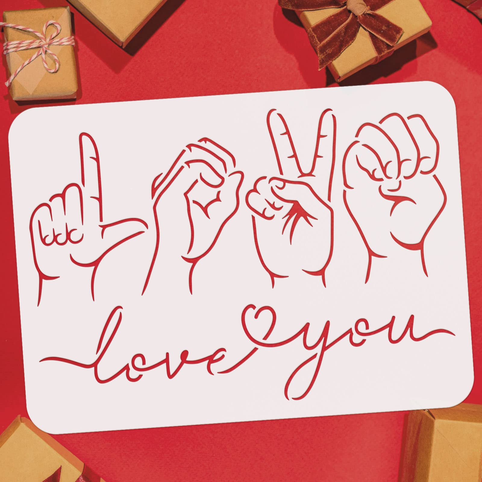 FINGERINSPIRE 6 Stencil Labbra + Pennello – Simboli Amore 15x15 Cm Per Pittura Muro E Fai Da Te