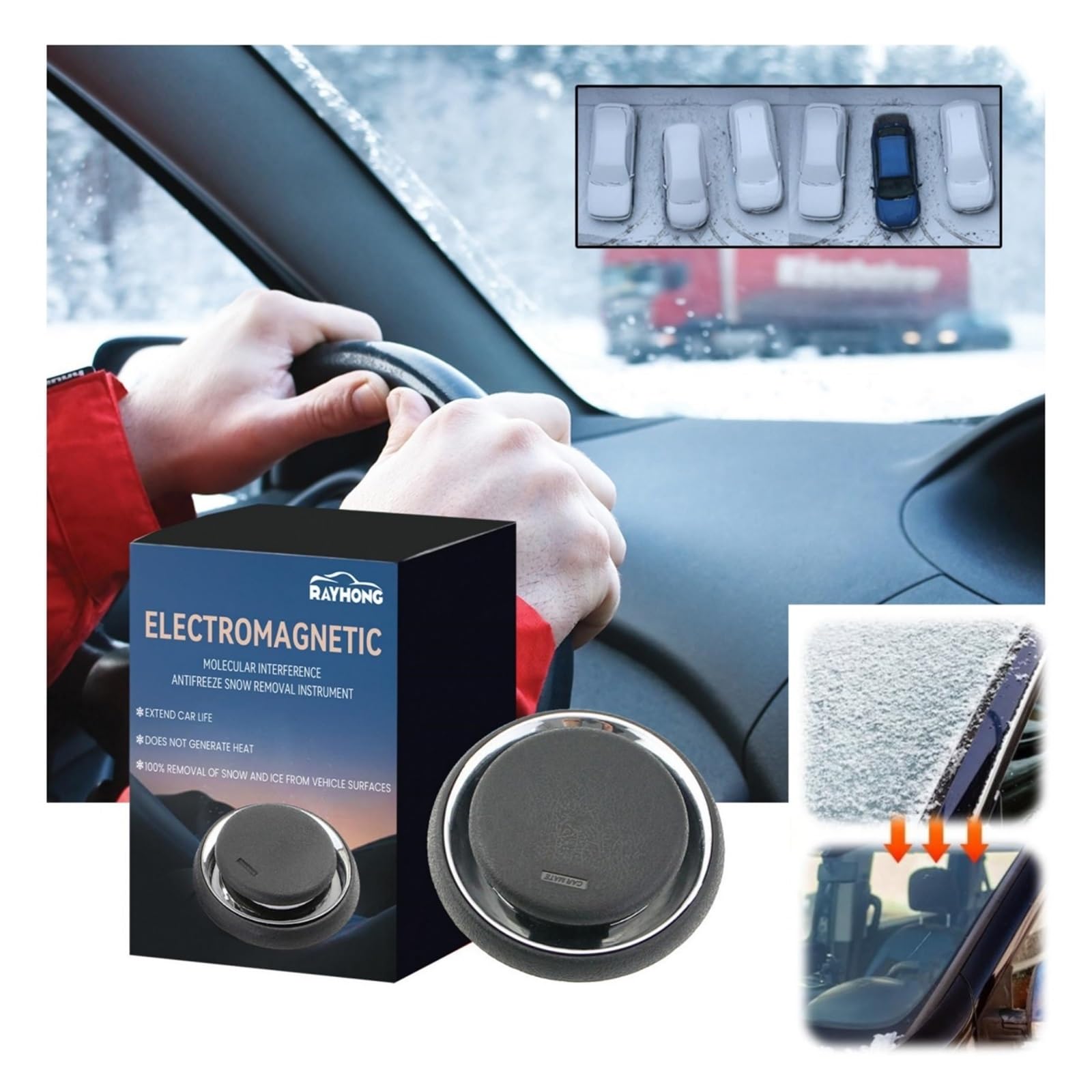 Dengfen 2Pcs Electromagnetic Vehicle Snow Removal Device, 2025 New Electromagnetic Interference Anti-Freeze Snow Removal Instrument, Convenient Vehicle Microwave Molecular Deicing Instrument(2Pcs)