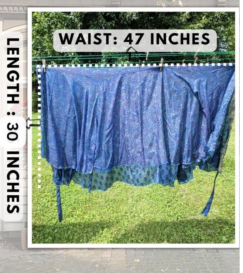 Wevez® Pack of 3 Pcs Original Two Layer Printed Wrap Around Skirts (Midi Length)4