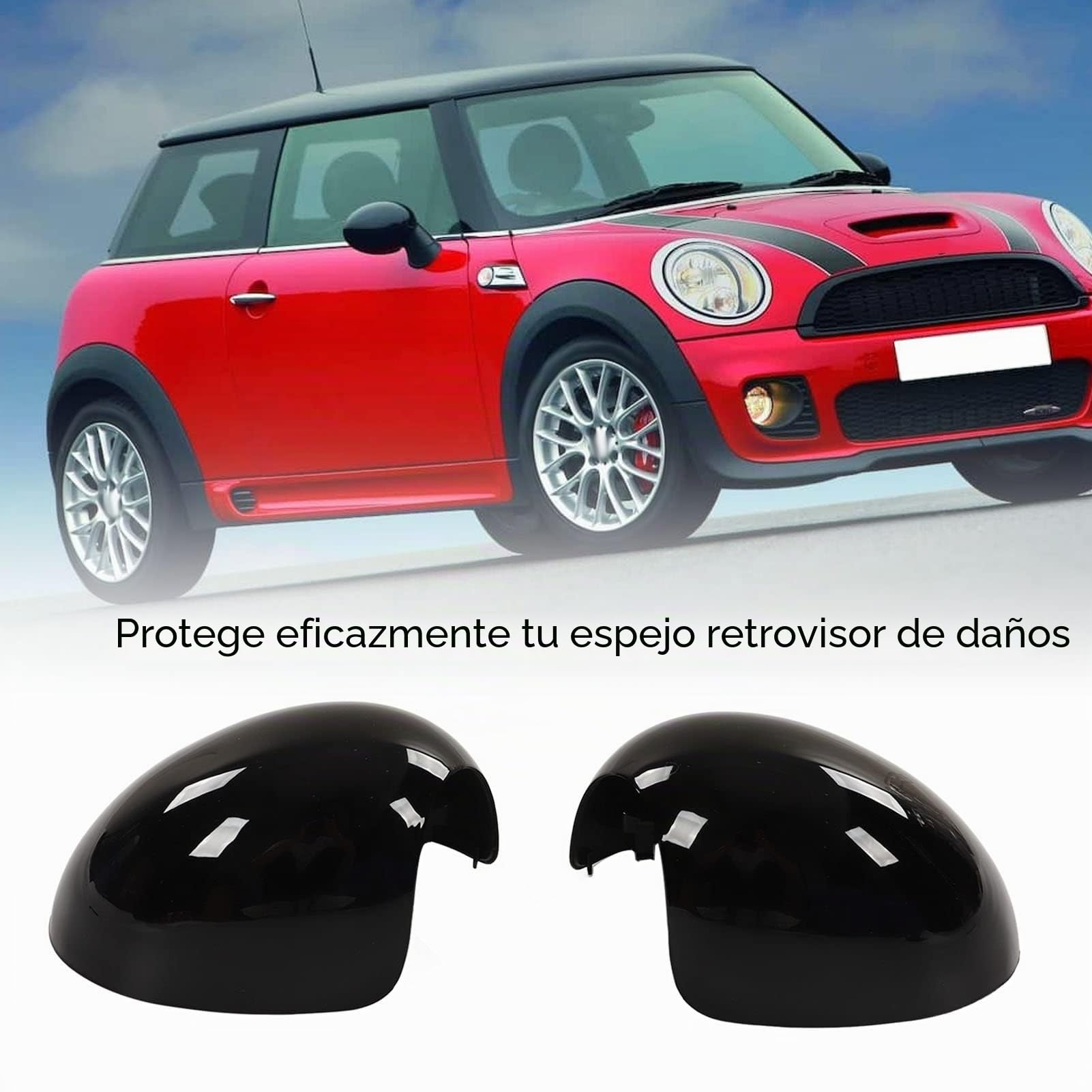 Aramox Repuesto de Cubierta de Espejo Retrovisor Negro Brillante par Izquierdo y Derecho para R55 R56 R57 R58 R59 R60 R61 2007-2016 Gz.Fk057Kl/R Espejo de Coche