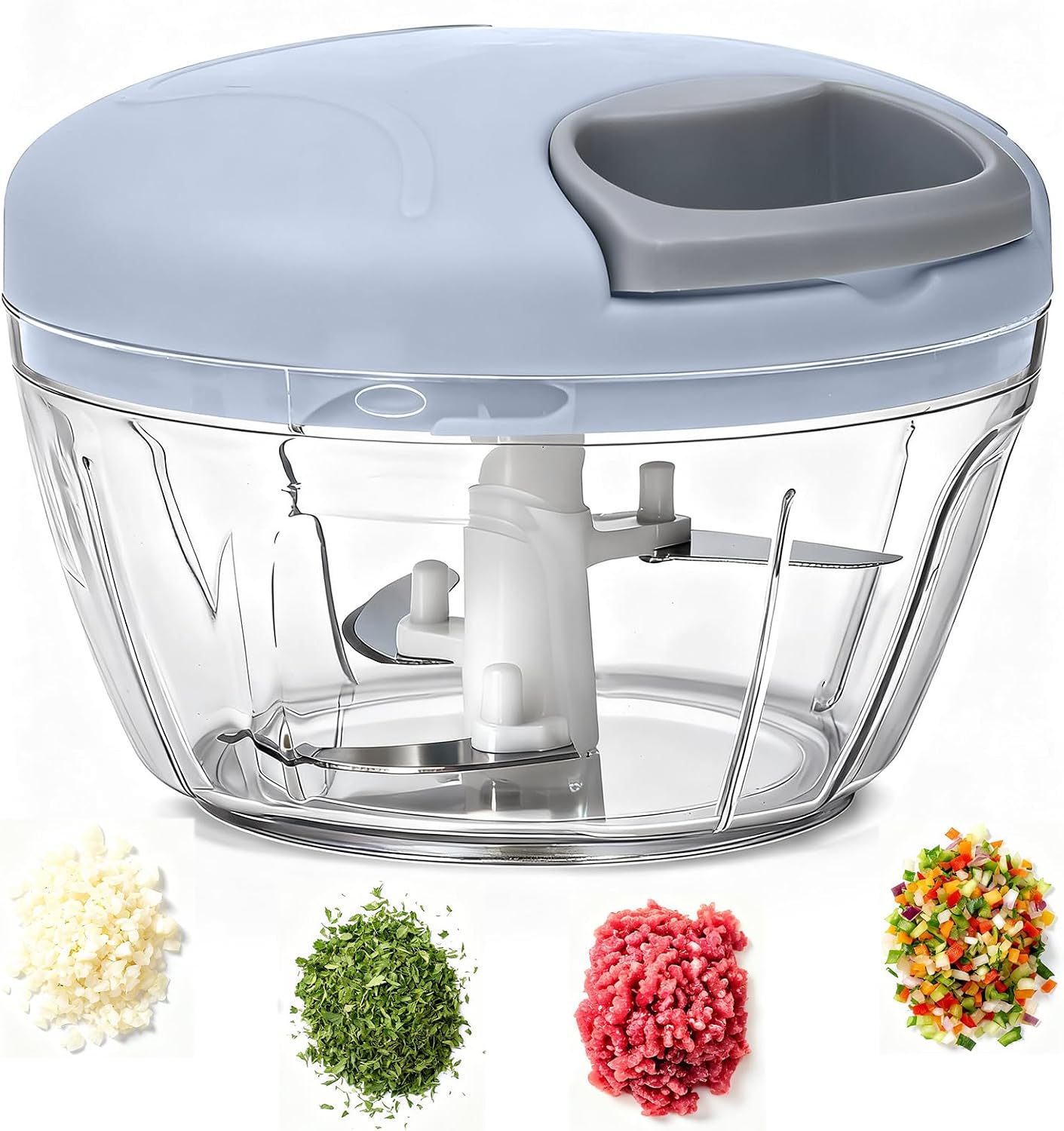 Manual Chopper 500 ml with Rope, Manual Vegetable Chopper, Vegetable Cutter, Kitchen Vegetable Chopper for Onions, Garlic, Vegetables, Nuts