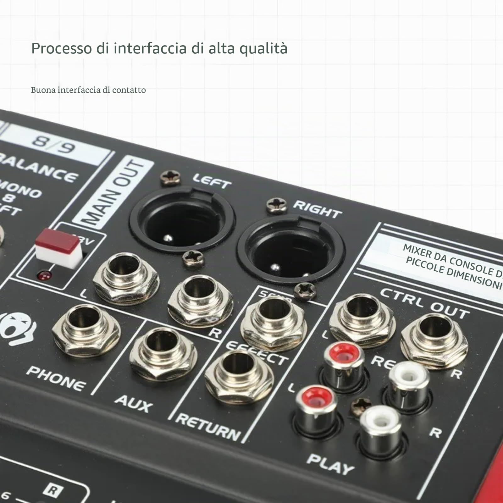 M6 - Mixer audio per DJ professionale, console soundbar con USB/MP3/Bluetooth, mixer live, effetto digitale, mixer a 7 canali + 48 V