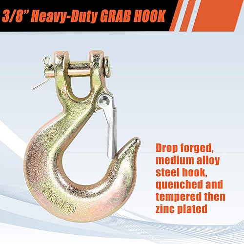 Miniatura 3 de Gancho deslizante de horquilla de 38 pulgadas con pestillo, gancho de cadena de acero forjado G70 adecuado para cadena de alta resistencia para