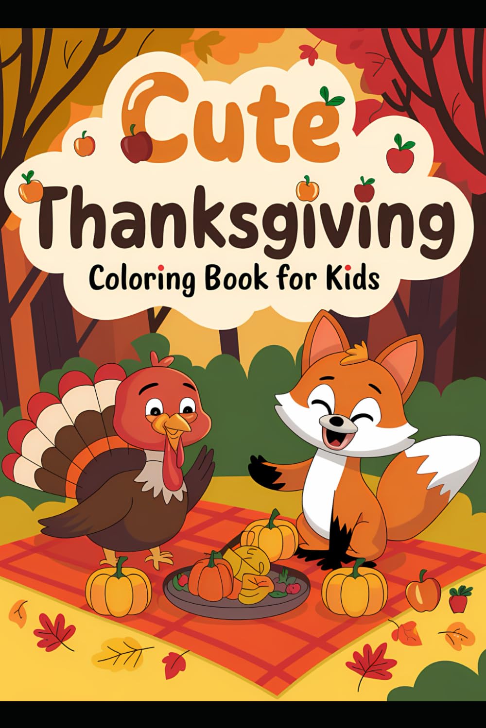Thanksgiving Coloring Book for Kids - 56 Pages of Cuteness with Turkeys, Pumpkins, Autumn Leaves: A Fun Coloring Activity for Kids, Toddlers and Preschoolers