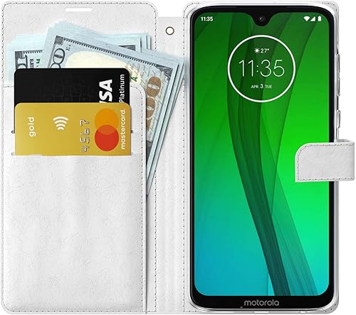 Miniatura 7 de Mertak Funda tipo cartera compatible con Motorola Moto G8 Play Plus Power G7 One Tarjetero ligero Folio de piel sintética Flip Slim Fit Forest