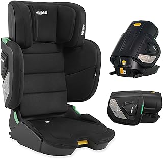 Jovikids i-Size Booster Seat with ISOFIX, Suitable for Kids 100-150cm (Approx. 3 to 12 Years), Adjustbale Height and Width, Portable Toddler Car Seat for Travel, Compact & Folding, ECE R129