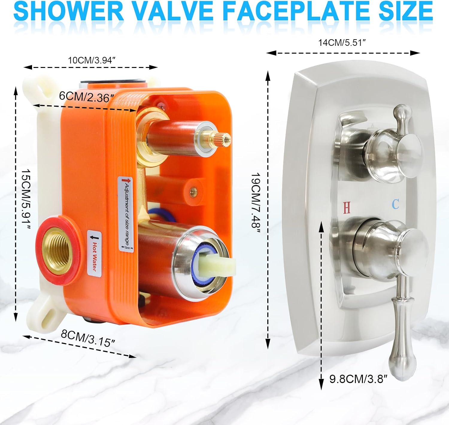Antique Brass 2-Way Shower Diverter Valve - Brushed Nickel Concealed Rough-In Faucet Mixer with 2 Handle Vintage Style Dual Function Shower System for Bathroom