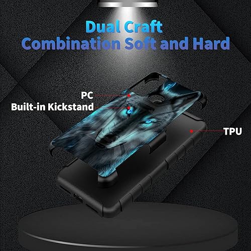 Miniatura 373 de AT&T Calypso 2 (U319AA) Funda con protector de pantalla de vidrio templado resistente con función atril integrado para debut de críquet, ciervo