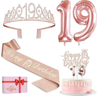 YeohJoy Rose Gold 19th Birthday Decorations for Girls