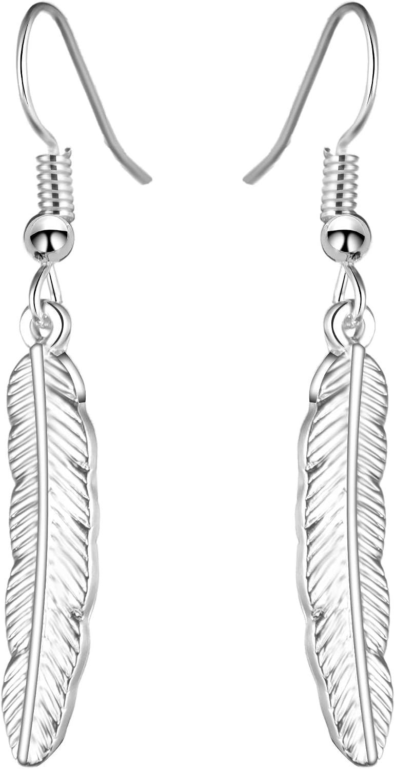 Philip Jones Silver Plated Feather Earrings, Medium