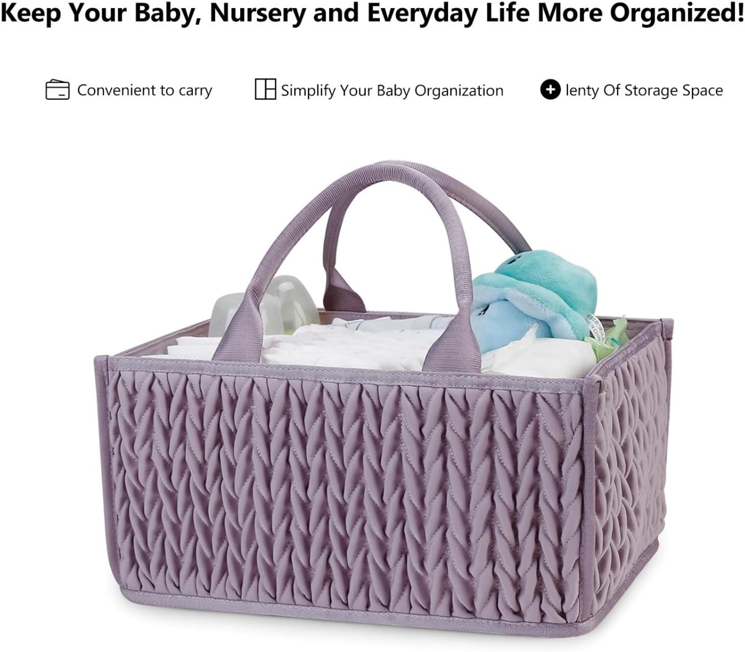 Large Capacity Baby Diaper Storage Basket Portable Nappy Organiser Box Container for Nursery and Car Item Storage
