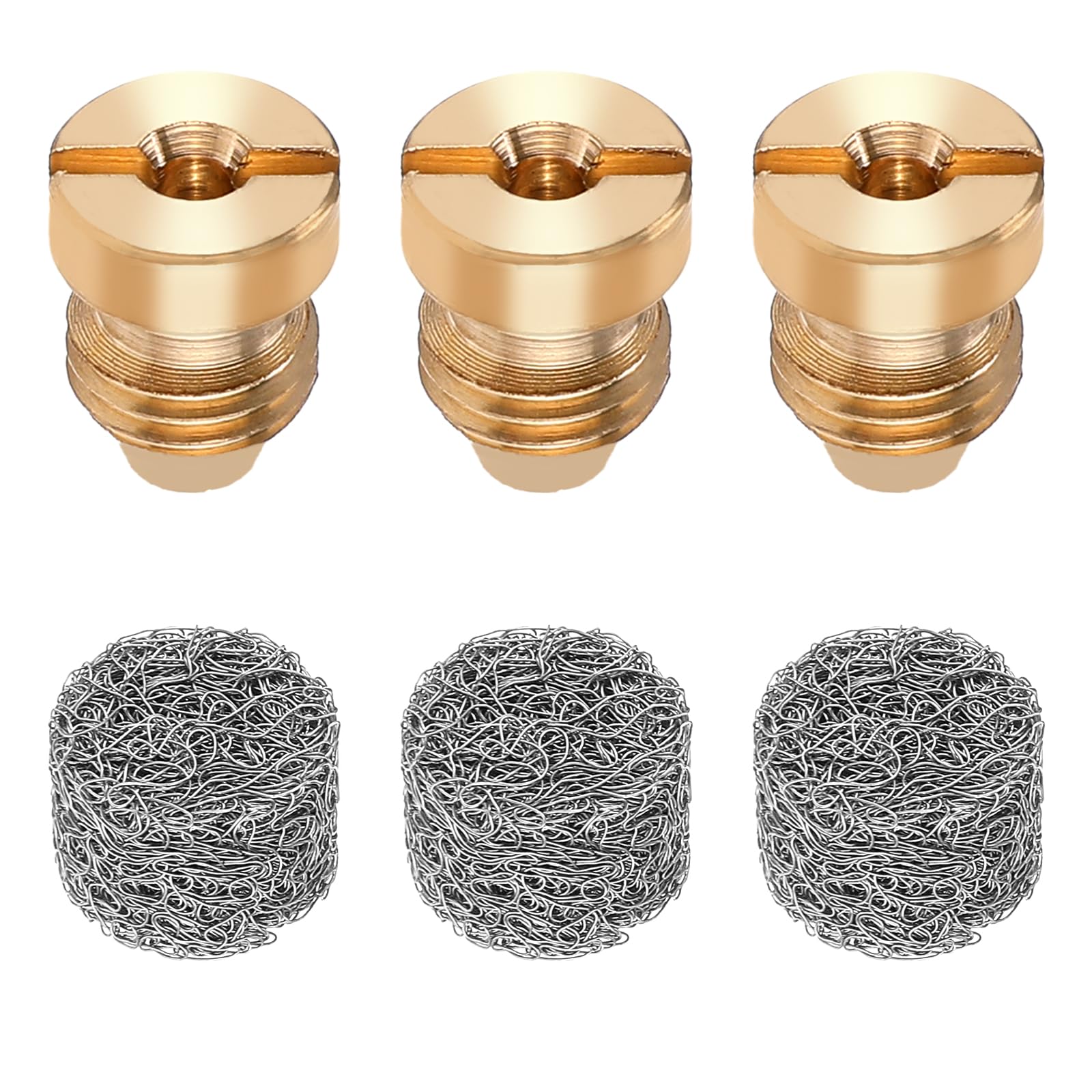 Xthrotsenk 3 Pack 1.1 mm Foam Cannon Orifice Nozzle, 3 Pack Foam Maker, Universal Brass Foam Cannon Orifice 1.1mm Thread Nozzle Tips and Mesh Filter for Snow Foam Lance, Pressure Washer