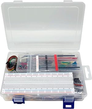 Electronics Component Fun Kit, Component for Arduino/Raspberry Pi, Breadboard, Power Supply Module, Jumper Wire, LED Diode, Resistors, Tact Switch, Potentiometer, Capacitor, Transistor