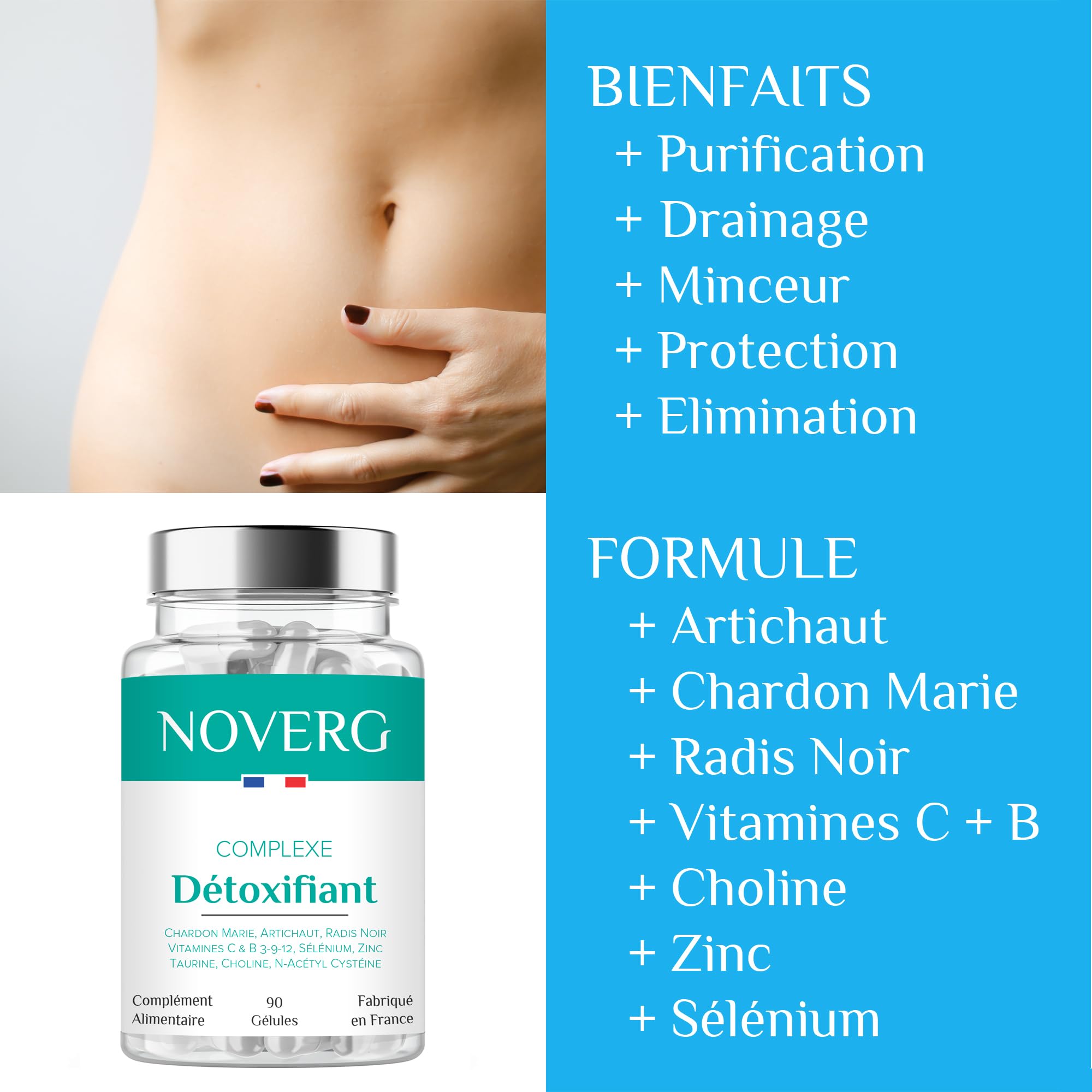 Détoxifiant Puissant | Purification, Drainage, Minceur, Élimination | Chardon Marie, Artichaut, Radis Noir | Vegan & Naturel | Détox de 30 Jours | Fabriqué en France