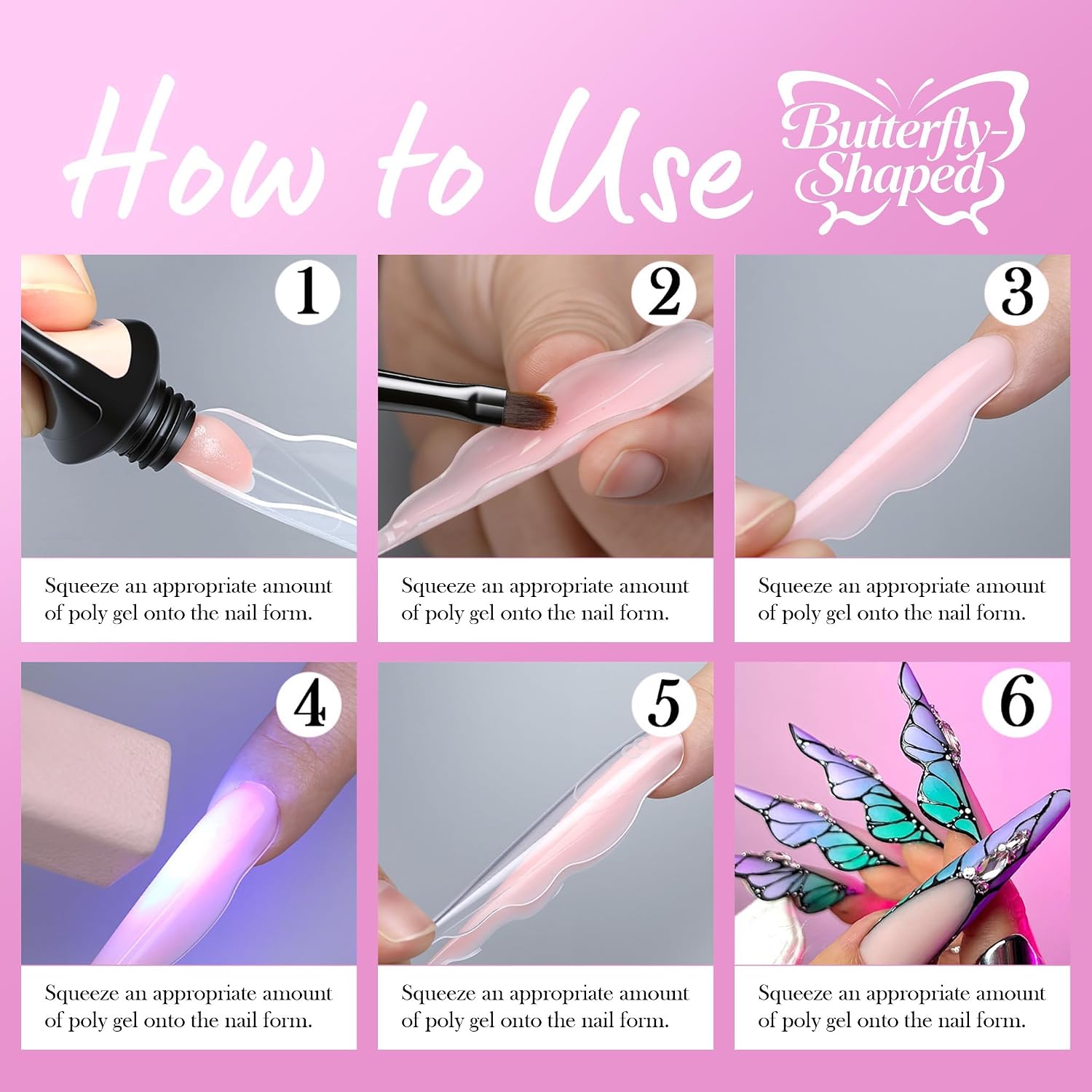 Butterfly Nail Extension Forms, 150PCS Acrylic Polygel