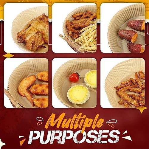 Miniatura 2 de Forro de papel desechable para freidora de aire, papel pergamino natural, antiadherente, papel de cocina para freidora de aire, a prueba de aceite,
