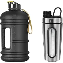 TOOFEEL 2.2 L BPA Free Big Water Bottle Bundle with 28 oz Visible Window Protein Shaker Bottle