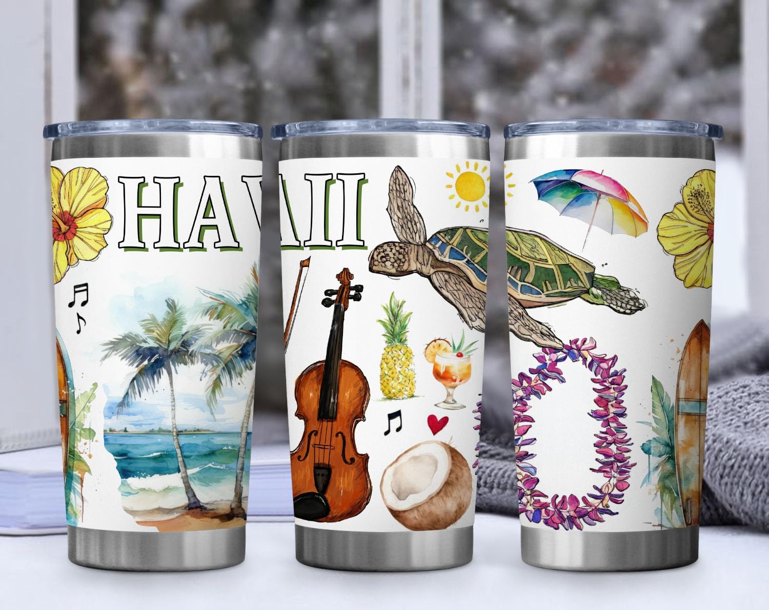 State Travel Mug for State Lover,20oz Double Wall Tumbler Vacuum Insulated Stainless Steel Coffee Cups (Hawaii) - Image 4