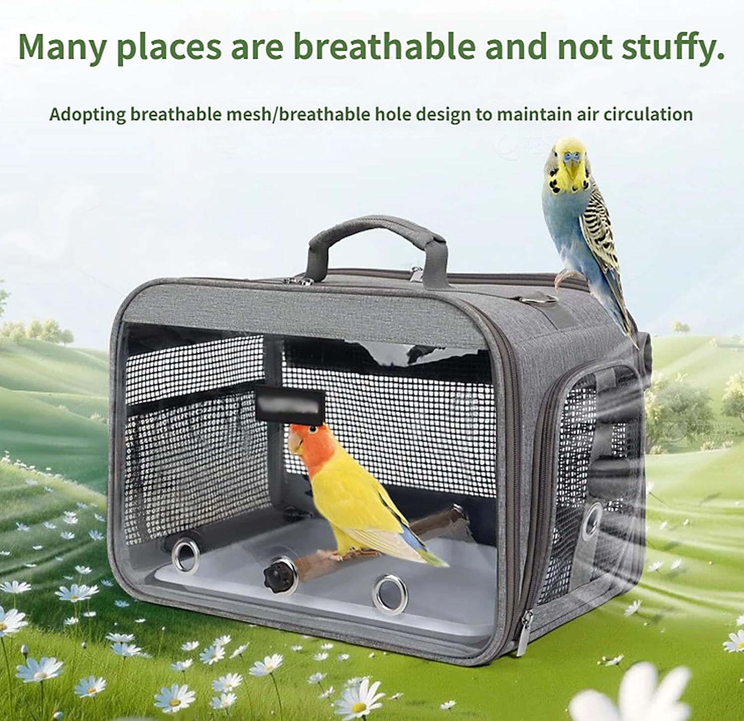 ordinarYone Portable Bird Carrier Backpack For Small Birds And Lovebirds Featuring Visible Breathable Design And Adjustable Shoulder