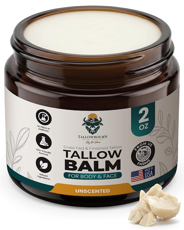 Bálsamo de sebo bovino alimentado com pasto Tallowbourn sem fragrância, 57 g