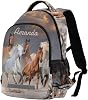 Custom Horse Backpack for Girls Boys Personalized School Bookbag with Your Name 3D Desert Animal Horses Elementary Schoolbag Customization Kids Book Bags 3rd 4th 5th Grade Laptop Casual Daypack