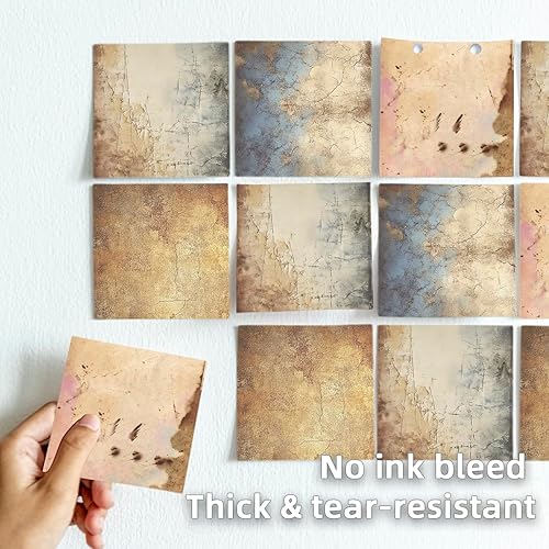 Miniatura 7 de Notas adhesivas autoadhesivas, blocs de papel, notas para publicar para oficina, escuela, organización del hogar (texturas vintage, 4 blocs)
