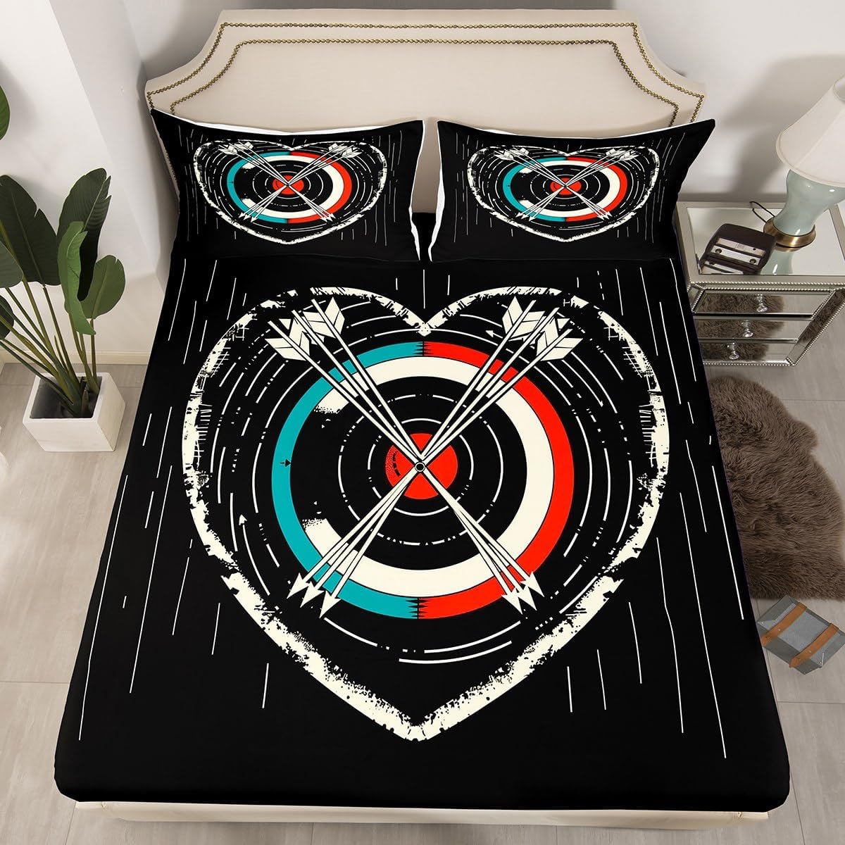 Erosebridal Shooting Sports Fitted Sheet Queen Size, Archery Shooting Target Bed Sheets for Kids Boys Girls, Athletes Game Soft Bed Cover for Bedroom, Athletics Sport Bedding Sheets & Pillowcases