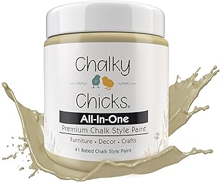 Chalky Chicks All-in-One Chalk Paint for Furniture or Cabinet - 4 Fl Oz - Matte Finish Olive Wood (Taupe) for Metal, Wood Furniture Paint - No Sanding All-in-One for Home Decor & Crafts, USA Made