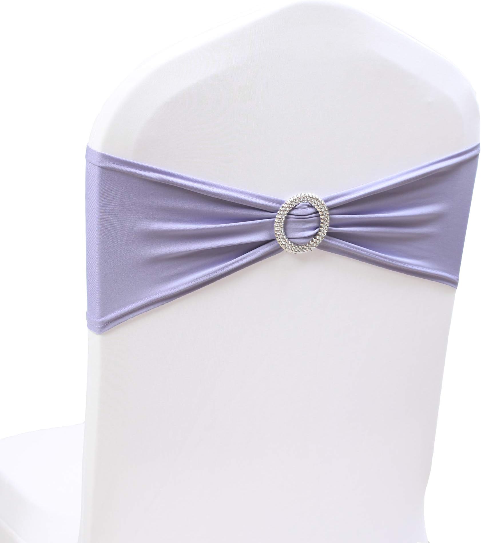 100PCS Lavender Wedding Chair Decorations Stretch Chair Bows and Sashes for Party Ceremony Reception Banquet Spandex Chair Covers slipcovers (100PCS, Lavender)