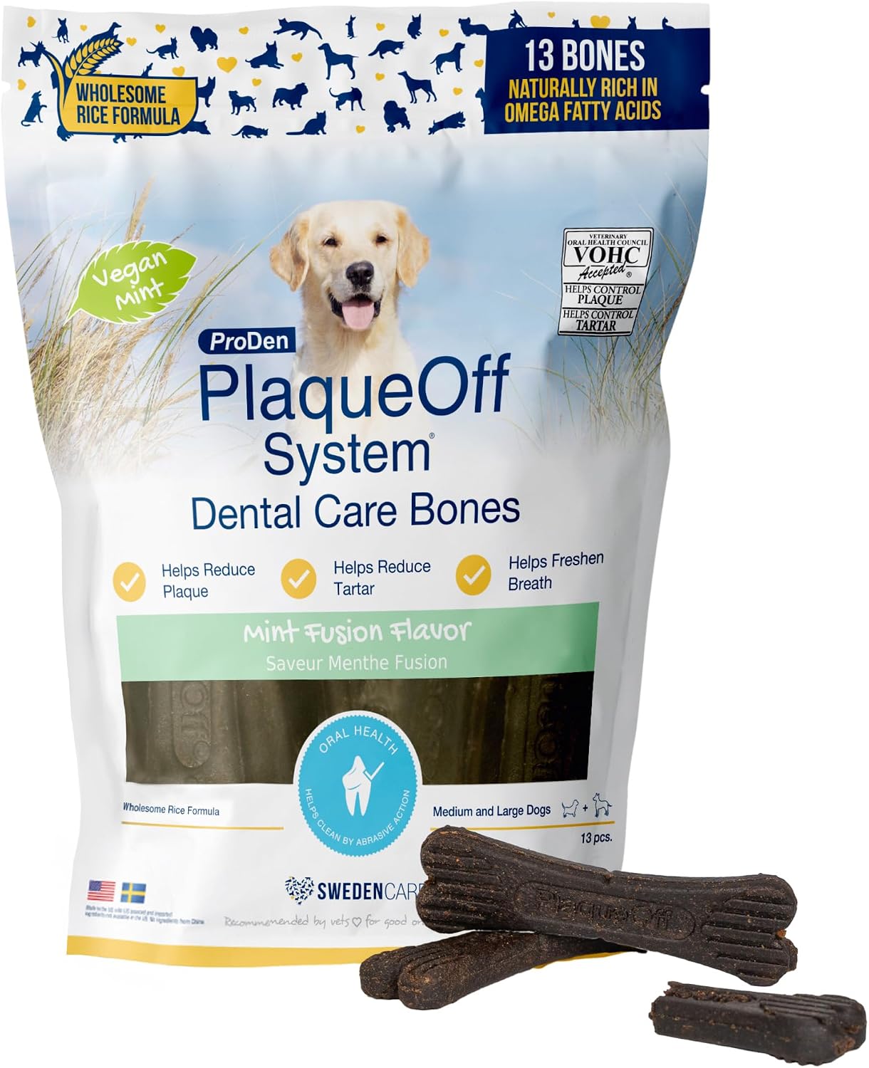 ProDen PlaqueOff Dental Bones for Dogs - Vegan Mint Fusion (17oz)
