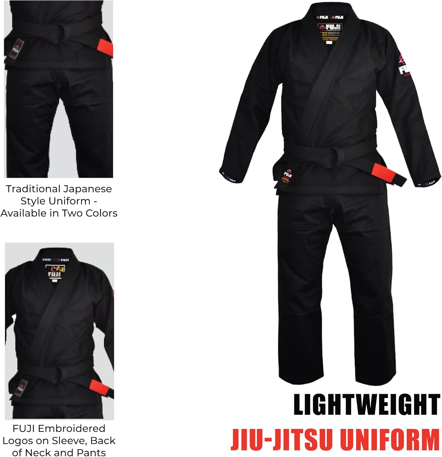 FUJI Lightweight Brazilian Style Jiu Jitsu Uniform, BJJ Uniform with Pearl Weave Fabric Jacket and Bungee Drawstrings - Image 6