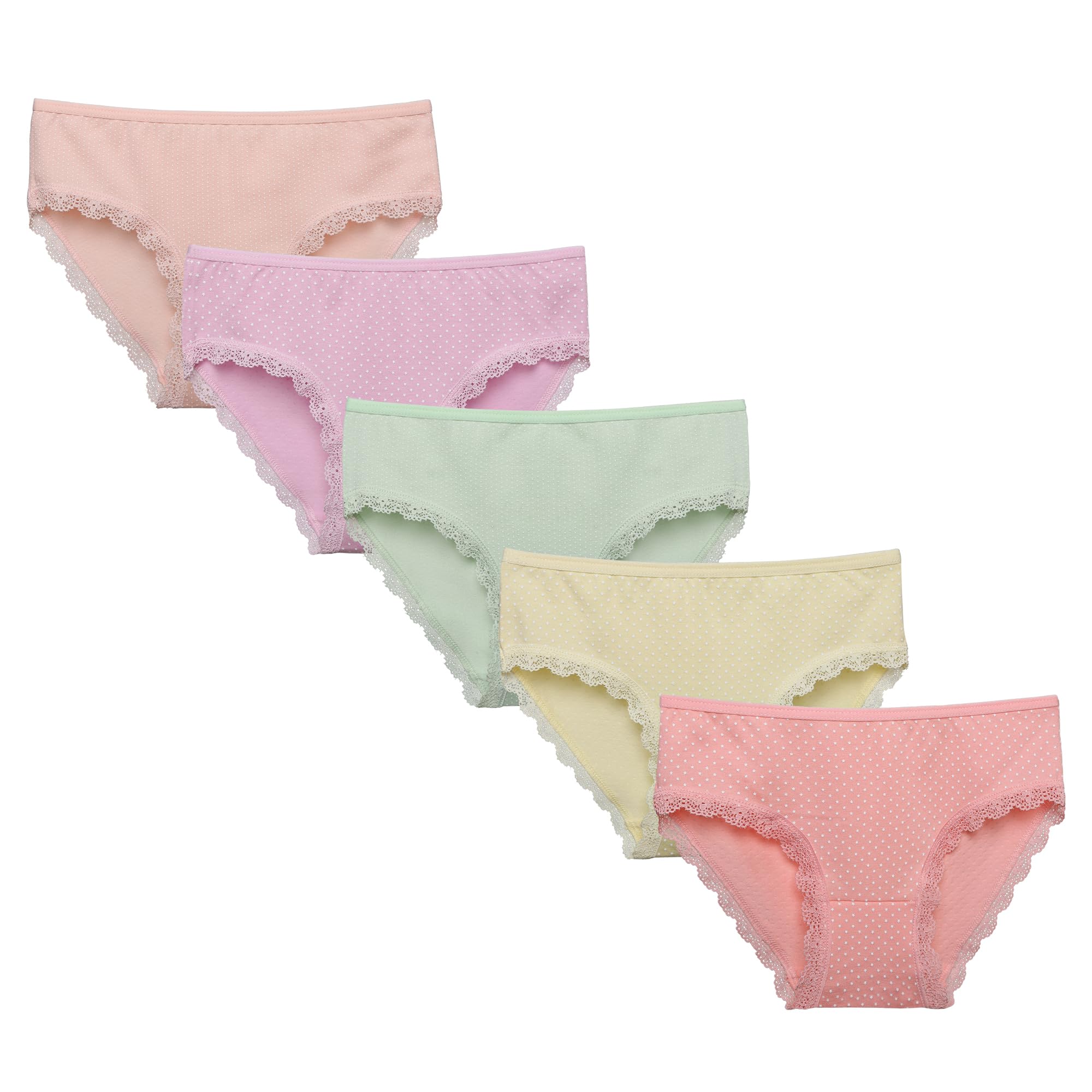 Donella Girls Soft Cotton Underwear - Kids Bikini Brief Panties for Girls and Toddlers 5-Pack Age 2-15