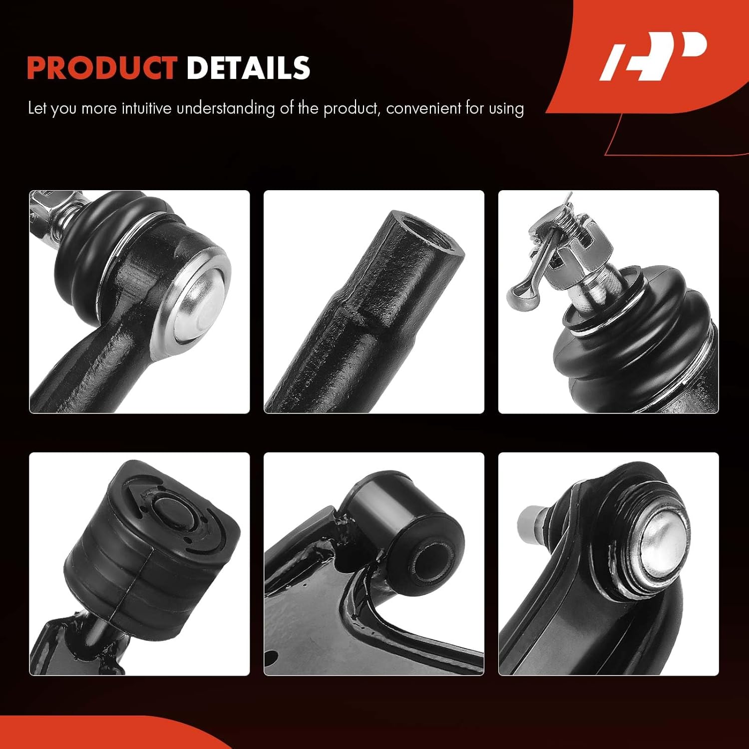 A-Premium Set of 4, Front Lower Control Arm, Outer Tie Rod End, Compatible with Chevrolet Metro 1998-2001, Geo Metro 1995-1997, Suzuki Swift 1995