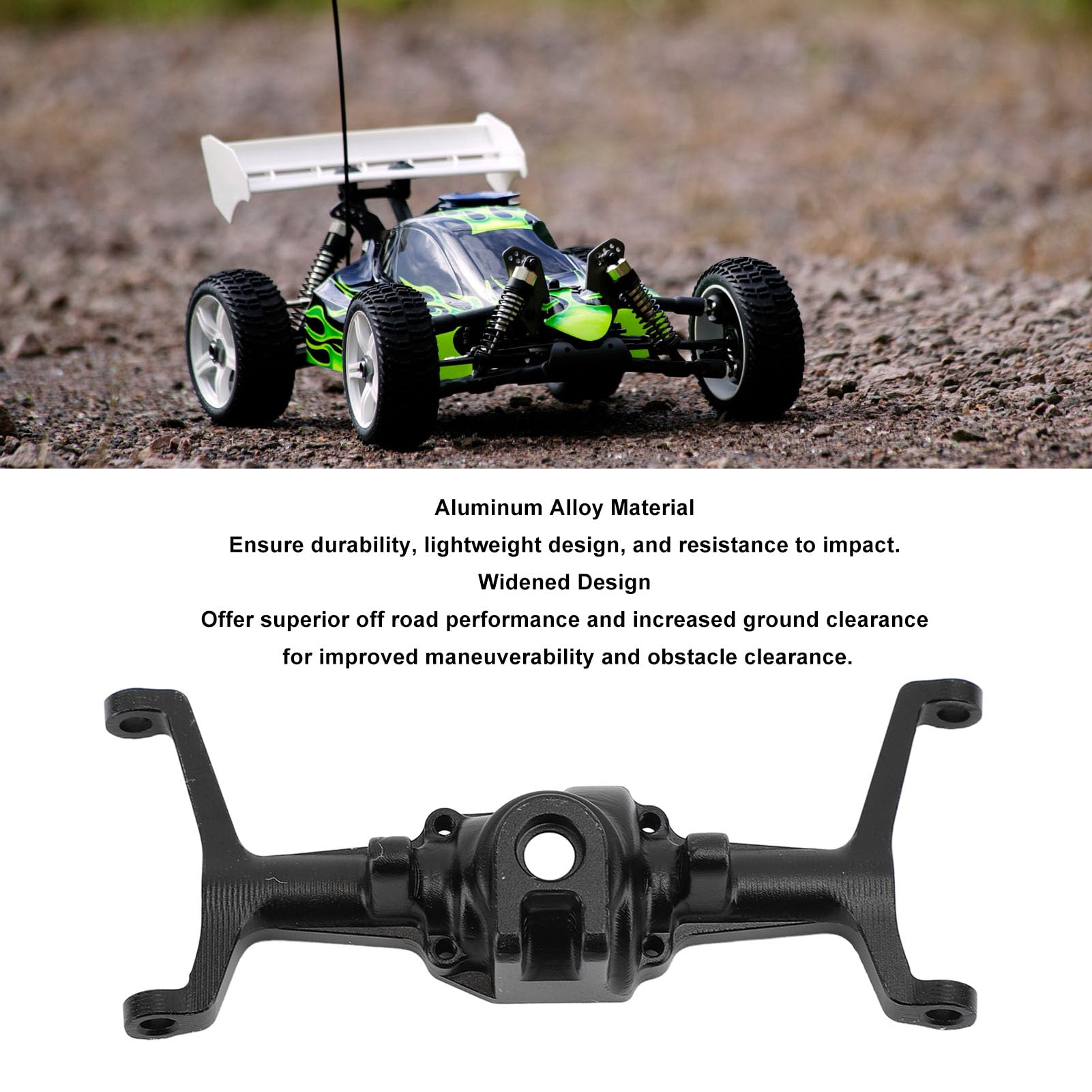 Obudowa przedniego pokładu samochodu RC, poszerzona obudowa przedniego pokładu ze stopu aluminium do samochodu crawler RC HOBBYPLUS 1/18 4WD CP18P, zapewniająca zwiększoną stabilność i (czarny)