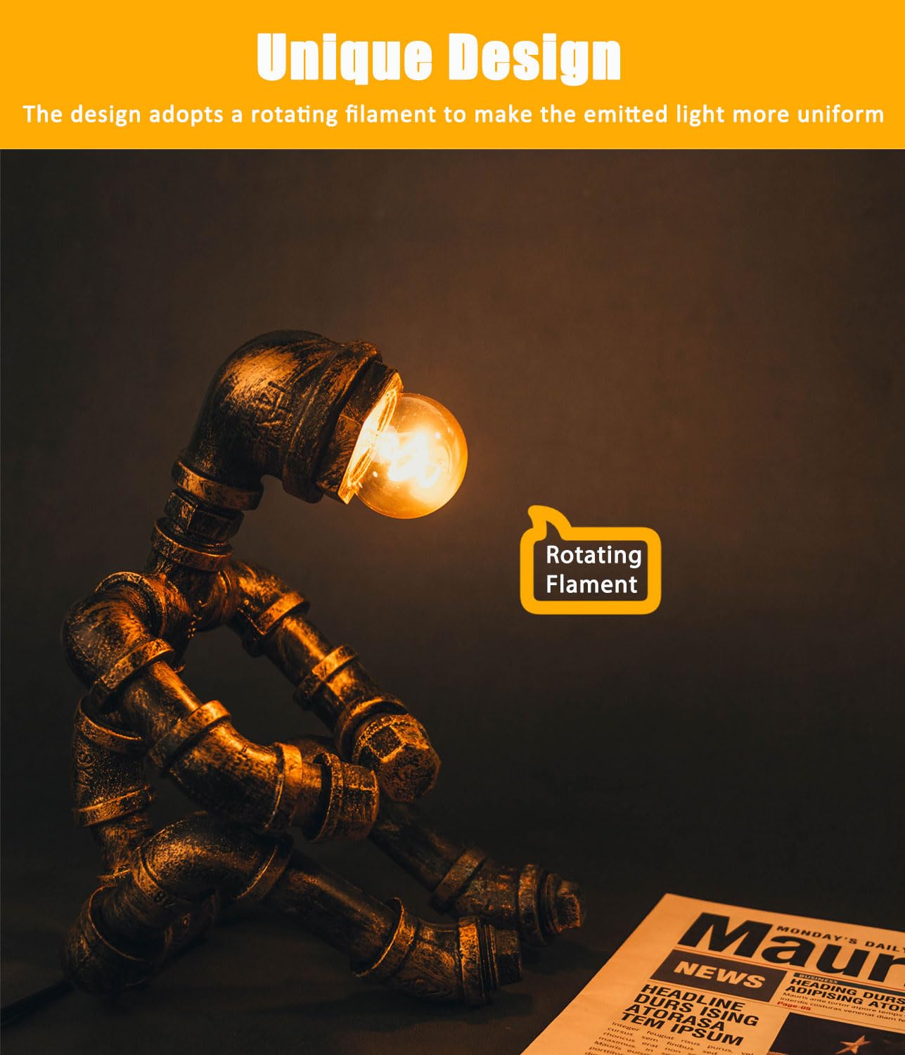 KINGYEENUO B22 LED Bulb, Amber, ø40x60MM - Image 4