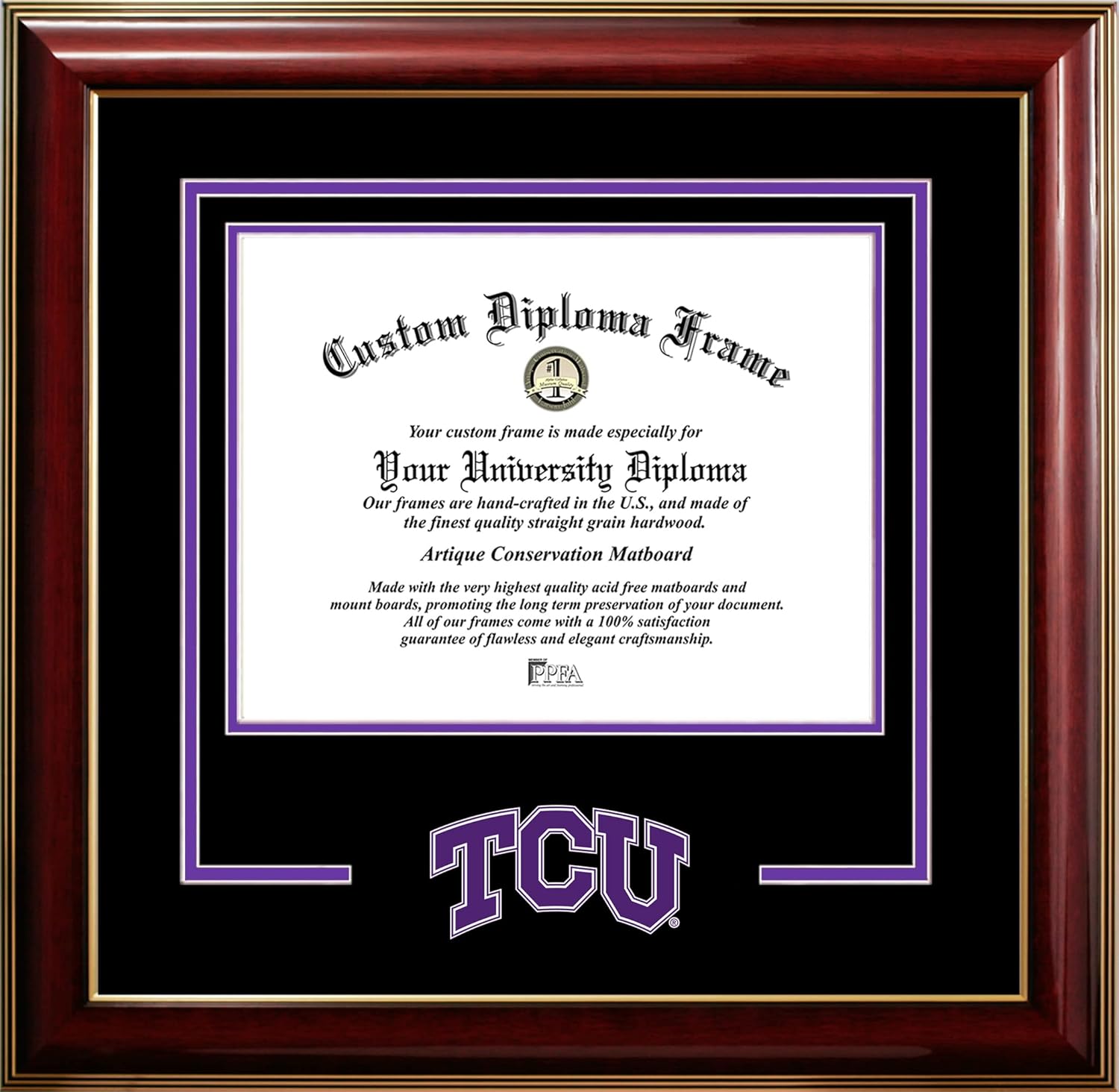 Texas Christian University Horned Frogs 11w x 8.5h Classic Spirit Logo Diploma Frame