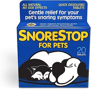 SnoreStop for Pets 20 Chewable Tablets I Natural Anti-Snoring Solution I Snore Relief for Dogs Cats I Stop Snoring Aid I S...