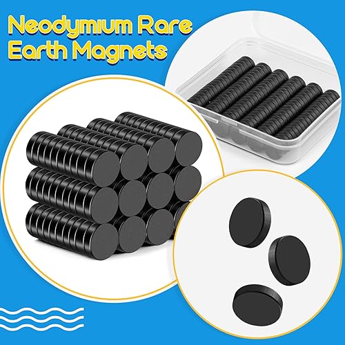 Miniatura 21 de Imanes para refrigerador, 50 unidades, redondos y pequeños, de neodimio de 0.39 x 0.12 pulgadas, para pizarra blanca, manualidades, bricolaje