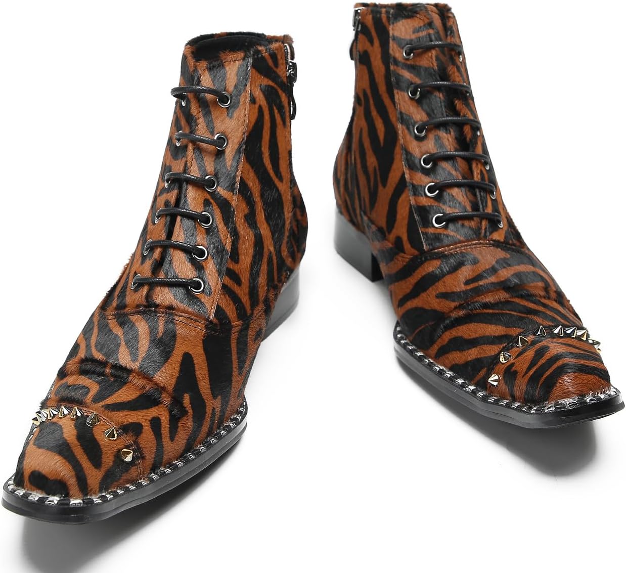 Santimon Mens Oxfords Boots Wedding Dress Suede Leather Ankle Boots Color Studded Fashion Prom Tuxedo Western Boots Casual Party Disco Singer Cowboy Boots for Men