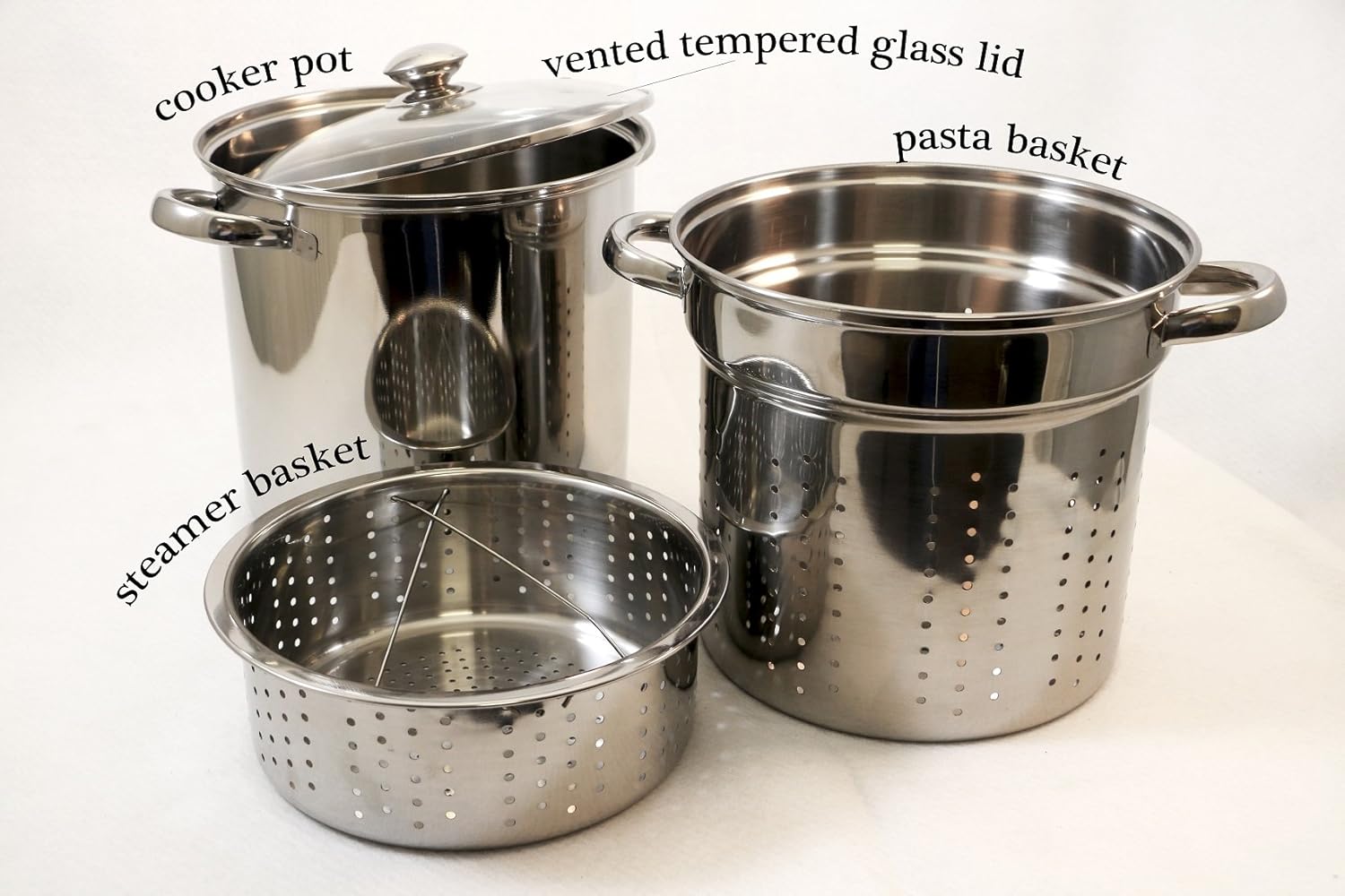 8 Quart 18/10 Stainless Steel 4 Piece Multi-Cookware Set With Encapsulated Base