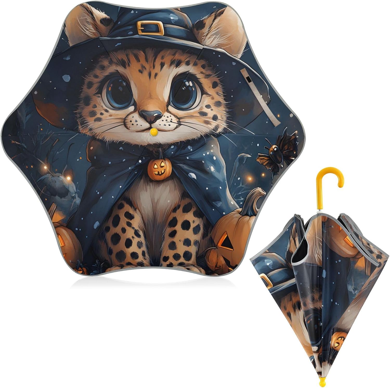 ALAZA Cute Cheetah Halloween Kids Umbrella for Girls Boys Toddler Children Rain & Sun Umbrella