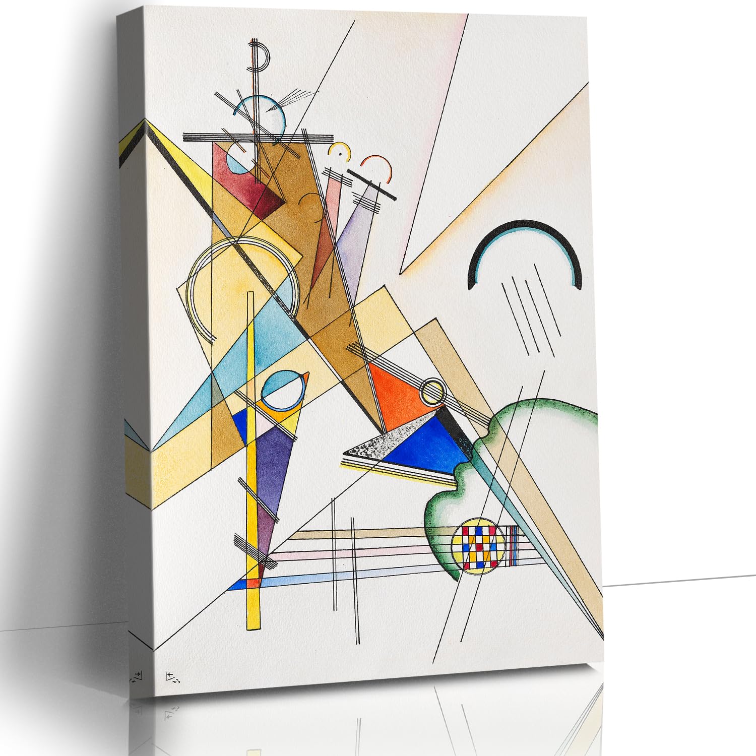 STUDIO HAVEN Wassily Kandinsky Canvas Wall Art, Composition Series Poster Geometric Abstraction with Dynamic Lines and Harmonious Colors Abstract Wall Decor, Framed Prints for Home Decor, 20x28Inch