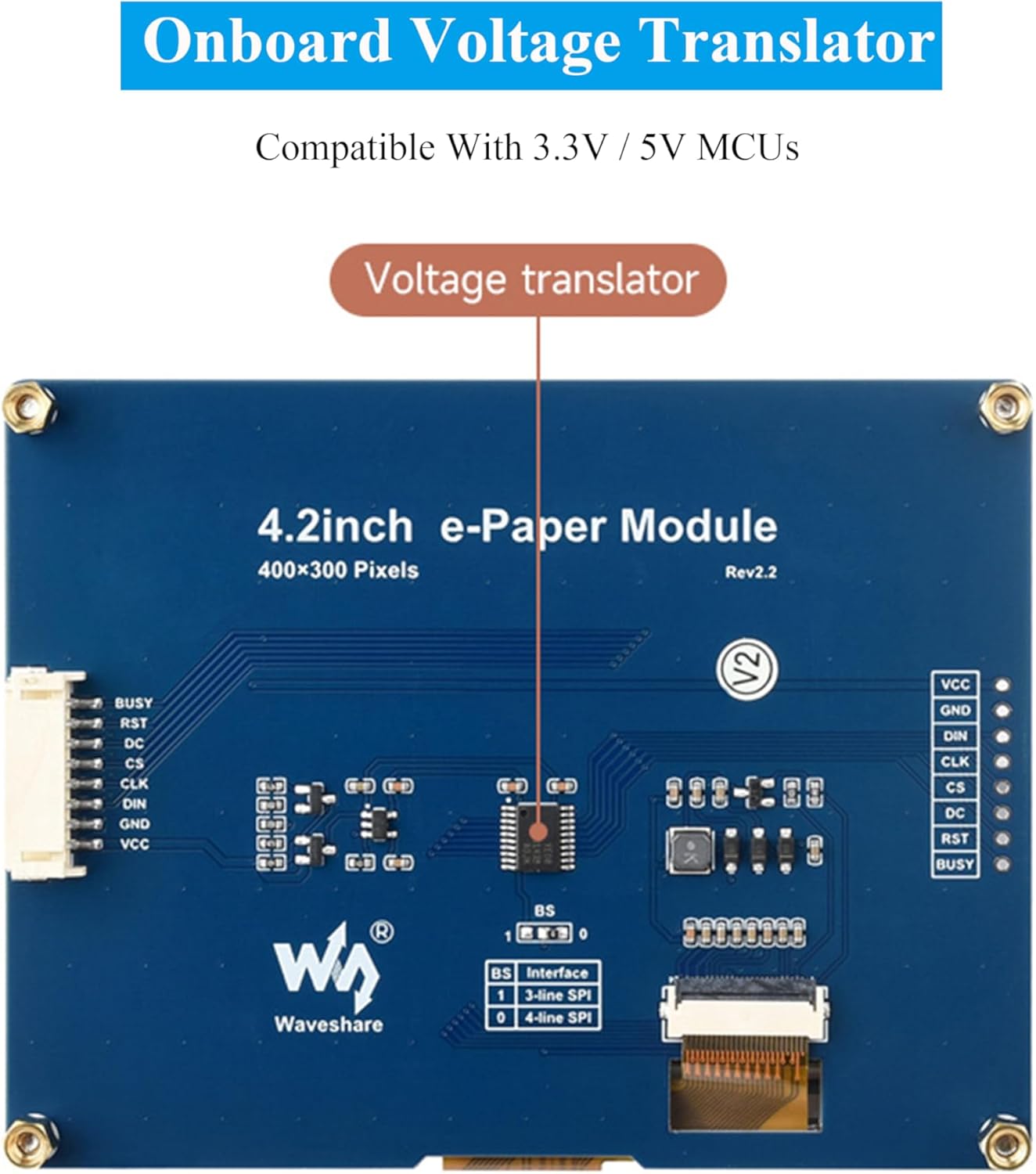 Onboard Voltage Translator for 3.3V/5V MCUs