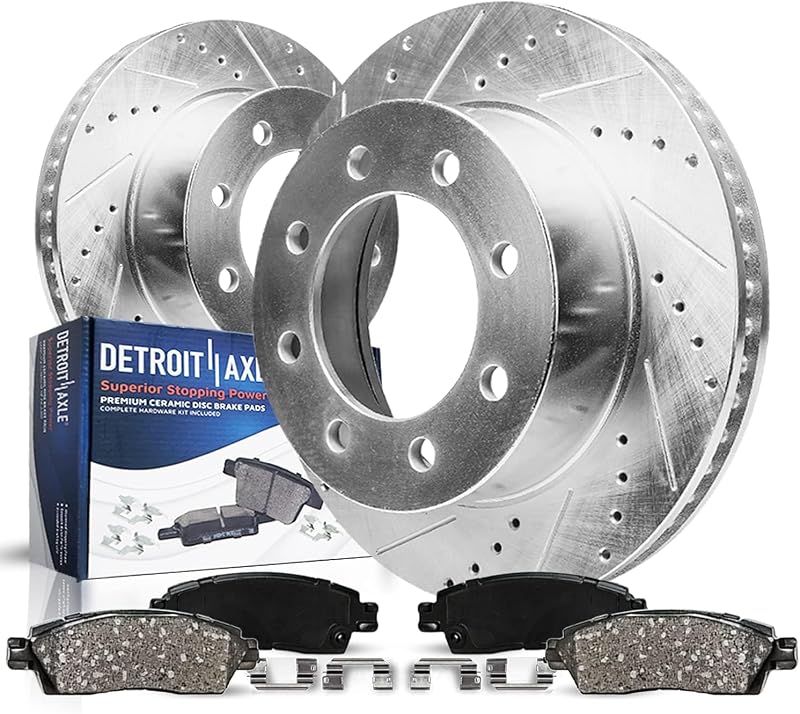 Kit de freio traseiro Detroit Axle com discos perfurados e ranhurados para Nissan NV1500 NV2500 NV3500 2012–2021 – Kit completo